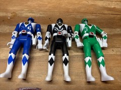 Lot of 3 Black Blue Green Power Rangers 1993 8″ Bandai Lot Fast Shipping