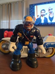 Galoob Plastic Action Figure w/ Motorcycle Vehicle, Multicolor