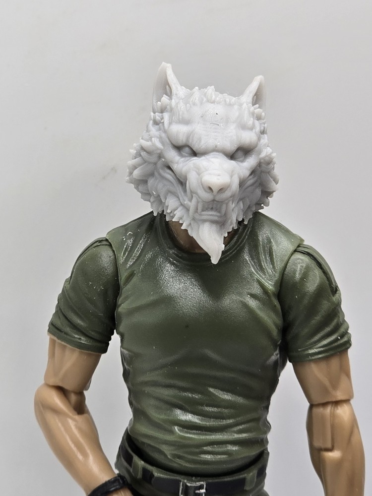 3d PRINT Wolf Warrior HEAD#1 1:18 3 3/4″ GI Joe 25th Anniversary B100