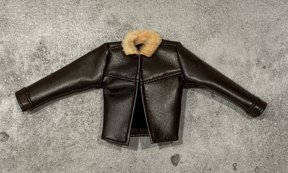 PB-RCK-JKT: 1/12 Dark Brown Fur Collar Jacket for 6″ medium to slim body