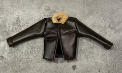 PB-RCK-JKT: 1/12 Dark Brown Fur Collar Jacket for 6″ medium to slim body