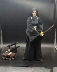 1/6 Black Japanese Female Samurai Kimono Clothes Fit 12” TBL JIAOU Figure