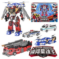 Tobot V Galaxy Detectives Giant Justice V 14″ Combined Robot Figure Fire Engine