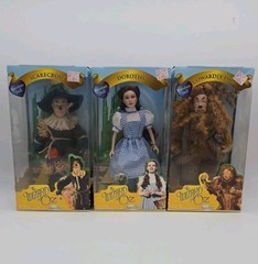Wizard of Oz Brass Key Porcelain Doll Set of 5 Dorothy Toto Tin Man Scarecrow