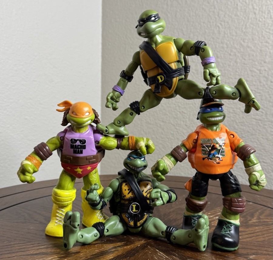 TMNT Ninja Turtles Action Figures Set – WWE Mash-Up + Classic (4 pcs, Playmates)