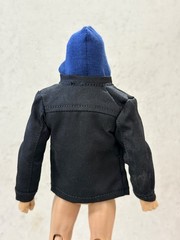 MO-HDJK-PNBK: 1/12 Black Hoodie Zipper Jacket for 6″ Medium to Slim Figure