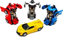 Transformer Robot Cars Friction 2 in 1 Kids Toy Toddler Yellow Color SPORT Car