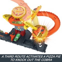 Pizza Slam Cobra Attack Playset with 1 Toy Car – 3 Random Racing Paths Fun!