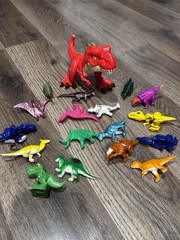 Toy Dinosaurs Lot of 18 Plastic Figures Various Sizes, Mixed Brands Grab Bag