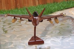 US Navy F-18 Model Jet Aircraft Hand Carved Mahogany High Gloss