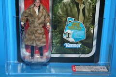 STAR WARS 2011 AFA GRADED MINT ON CARD TVC HAN SOLO TRENCH COAT FIGURE WEAPON