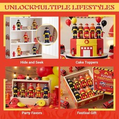 8 Pieces Firefighter Action Figures, Fireman Toys for 3 4 5 6 7+ Old Boys
