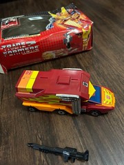 Vintage G1 Rodimus Prime Transformers w/ Box, Trailer & Blaster (1986)