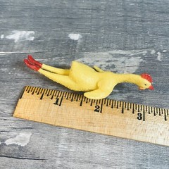 Yellow/Red Plastic Rubber Mini 3″ Chicken Toy Figure Cake Topper