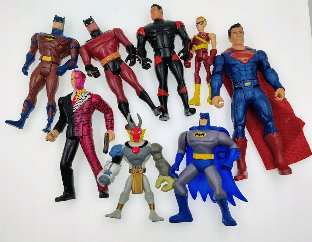 Vtg DC Comics Action Figure Lot Of 8 Late 90s Early 00s Batman Superman Two Face