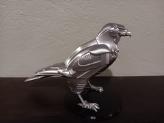 Retro Silverhawks Tally Hawk statue figure 7″ 3D printed metallic silver plastic