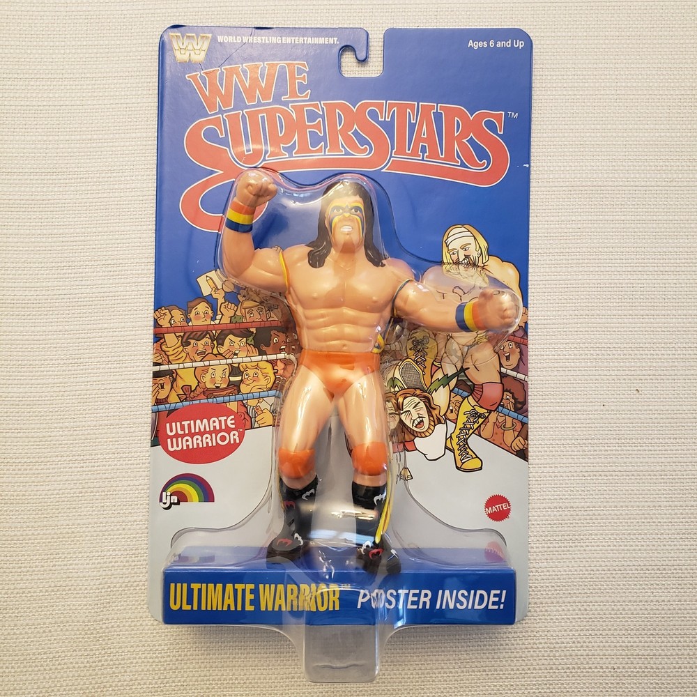 WWE LJN MATTEL SUPERSTARS ULTIMATE WARRIOR 8″ ACTION FIGURE BLUE CARD (LOOK PIC)