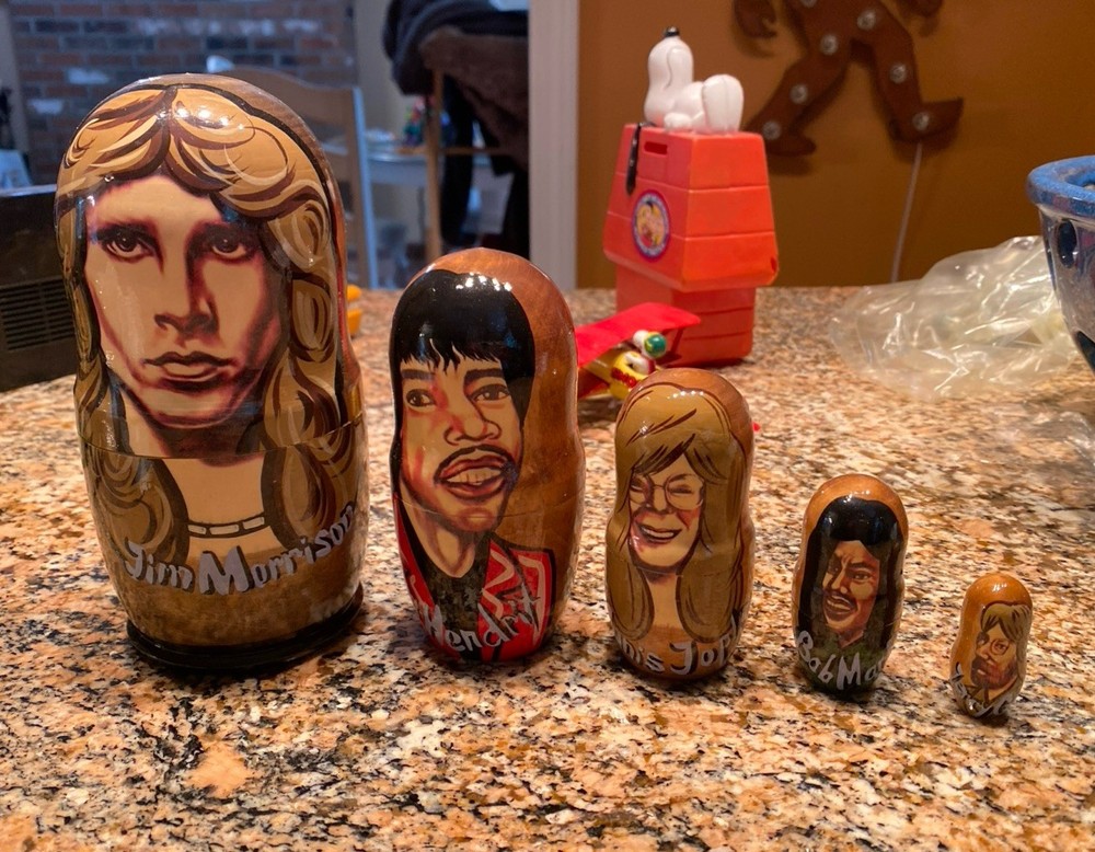 Jim Morrison Joplin Hendrix Lennon Marley Matryoshka set Novelty Gorgeous Art