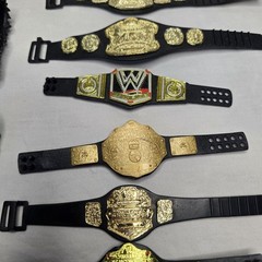Huge WWE Wrestling Figure Accessory Lot ~90 Pcs Belts Shirts Boots Masks Mattel