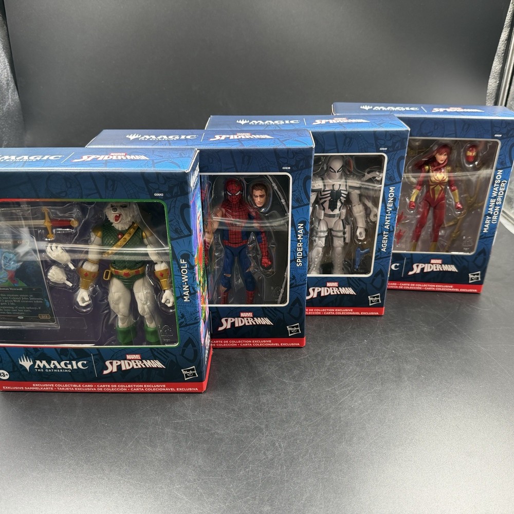 Marvel Legends Magic the Gathering SPIDER-MAN 6″ Figure Set of 4 With Cards