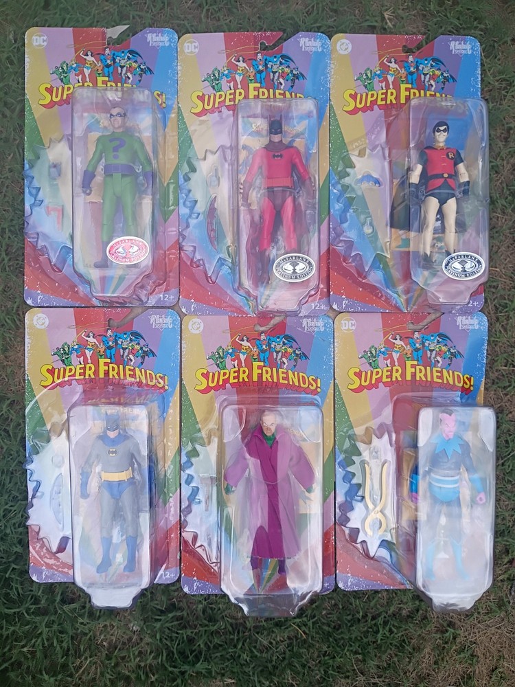 Mcfarlane Super Friends Set (Lot Of 6) With Chase Evil Robin, Batman, Riddler +