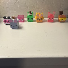 Animal Block Figurines – Set of 7 – Plastic – Mouse, Cat, Rabbit, Bear, Dog
