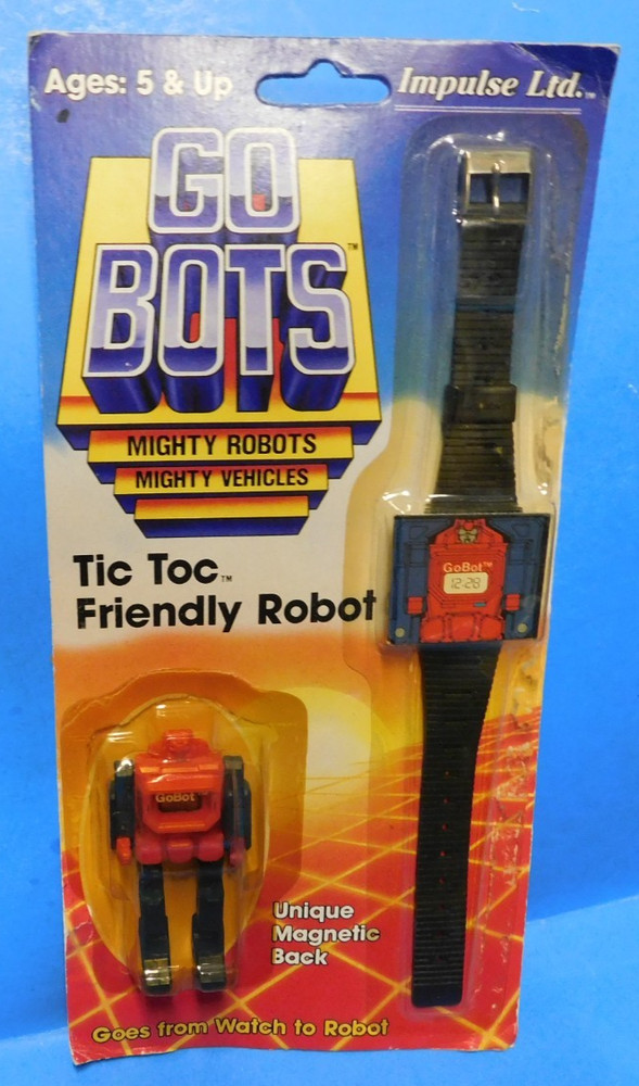 ! VINTAGE GO BOTS TIC TOC FRIENDLY ROBOT WATCH IN PACKAGE UNTESTED READ LOOK !
