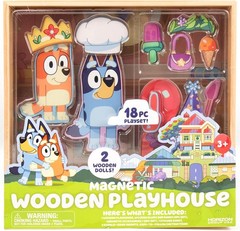 Bluey 18-Piece Playset – Wooden Magnetic Dolls for Engaging Playtime Adventures