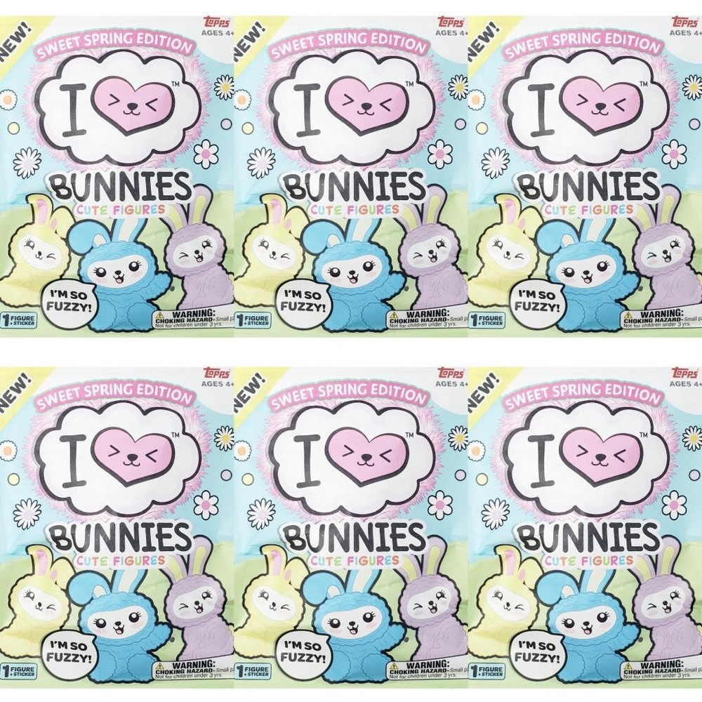 Topps I Heart Bunnies Sweet Spring Cute Fuzzy Figures – Lot of 6 Blind Bags