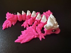 Articulated Baby Crystal Dragon Wyvern 5.5 inch Pink and White
