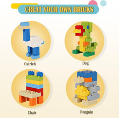 300Pcs Building Brick Bulk, White Bulk Bricks with 5 Sizes, Compatible with Lego