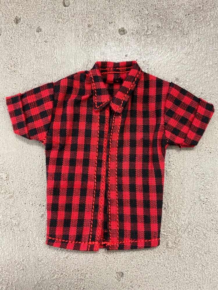 MO-CH-S-RD: 1/12 open front Short sleeve checker shirt for 6″ Slim body – Red