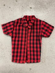 MO-CH-S-RD: 1/12 open front Short sleeve checker shirt for 6″ Slim body – Red