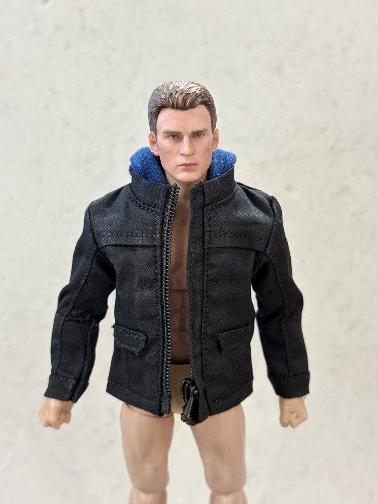 MO-HDJK-PNBK: 1/12 Black Hoodie Zipper Jacket for 6″ Medium to Slim Figure