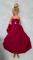 Vintage Mattel Blonde Barbie Doll with Dark Pink Sequin Bow Formal Gown – 82