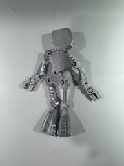 3D Printed Articulated Robot Figure Poseable Desk Toy Silver ~ 7”