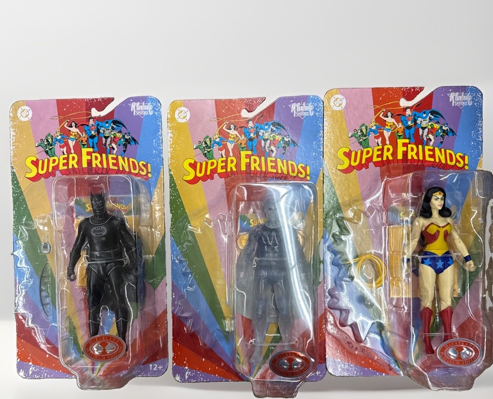 NEW McFarlane DC Super Friends RED PLATINUM Superman Batman Wonder Woman Figures