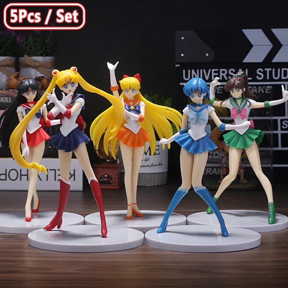 Sailor Moon 5pc Figure Set Usagi Ami Rei Minako PVC Anime Doll Toys USA Seller