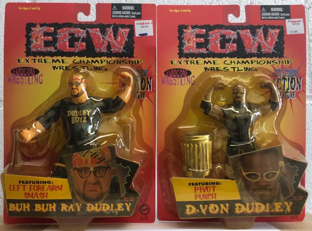 ECW OSFTM Series 2 The Dudley Boys Bubba Ray & D-Von Set Of 2 W/Yellow Bubbles