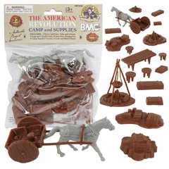 BMC Revolutionary War Camp & Supplies – 23pc Plastic Soldier Playset Accessories