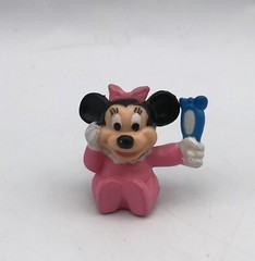 Vintage Figure Disney 1984 BABY MINNIE MOUSE w/Rattle PVC Figure