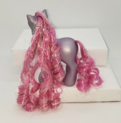 My Little Pony G3 Purple Petal Blossom Custom Curly Super Long Pink Tinsel Hair