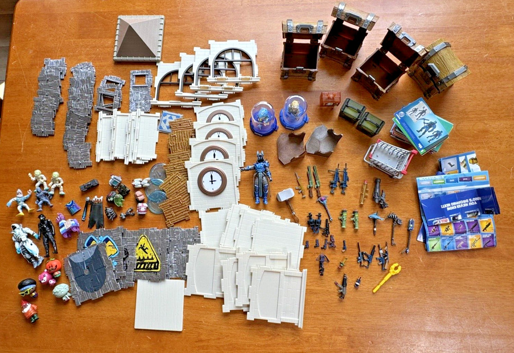 Fortnite Mixed Lot Toys, Figures, Weapons, Building Pieces, Cards SEE PICS