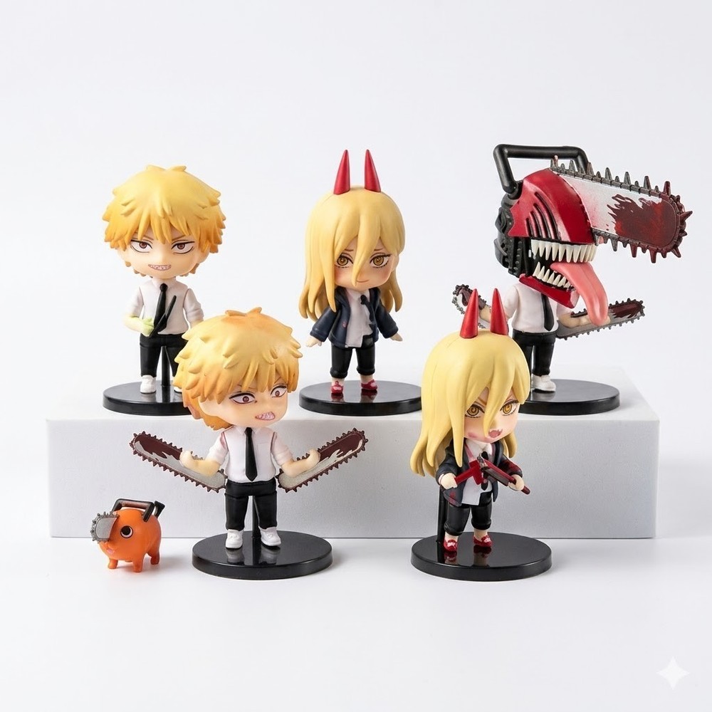 Chainsaw Man Anime Manga Chibi Cute Figurine Set Denji Makima Power Anime CSM399