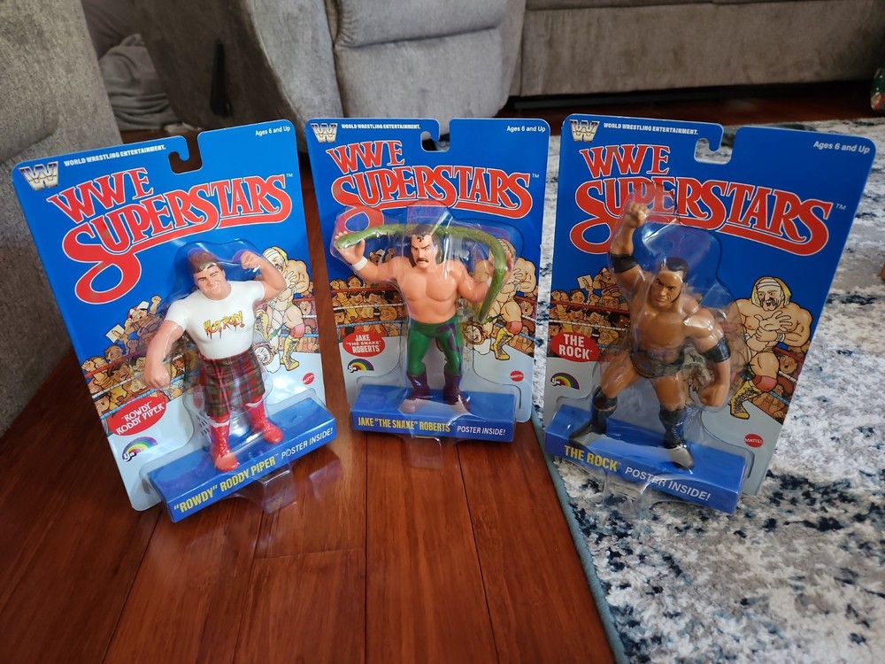 WWE LJN Wave 3 The Rock Rowdy Roddy Piper Jake the Snake Roberts SEALED Unopened