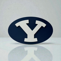 3D Printed BYU Logo Plaque – Blue and White Oval Sign – New BYU logo sign