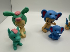 Twosies 10 PC Lot 5 Babies With Matching Pets Animals Moose Toys Miniature Baby