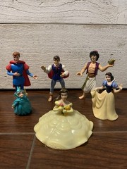 Vintage Disney Toy Play Figures, Prince & Princesses Cake Toppers Lot Of 6-Party