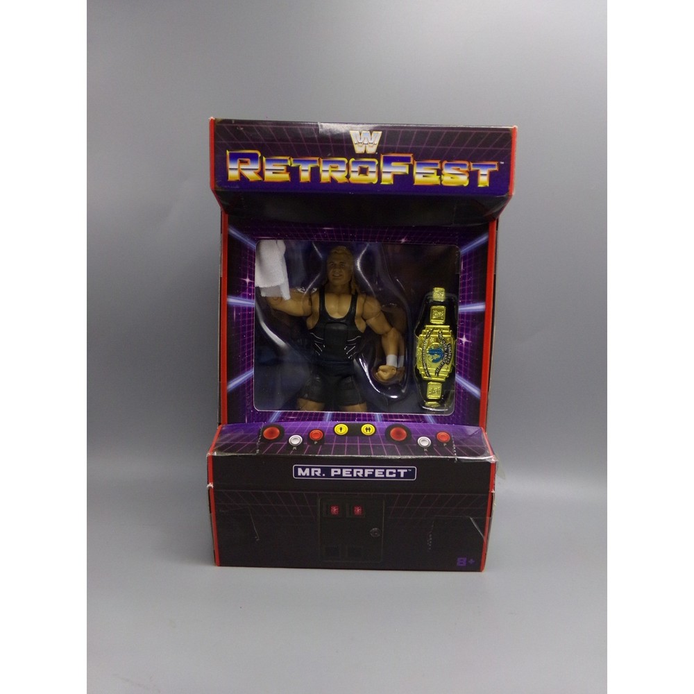 Mr. Perfect WWE RetroFest Elite Collection Action Figure in Arcade Cabinet Box