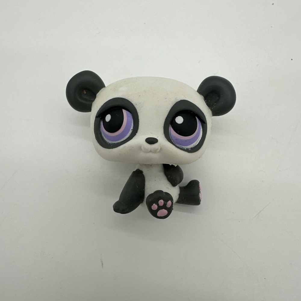 Littlest Pet Shop Panda Bear LPS #89 Gray & White Purple Pink Eyes Red Magnet